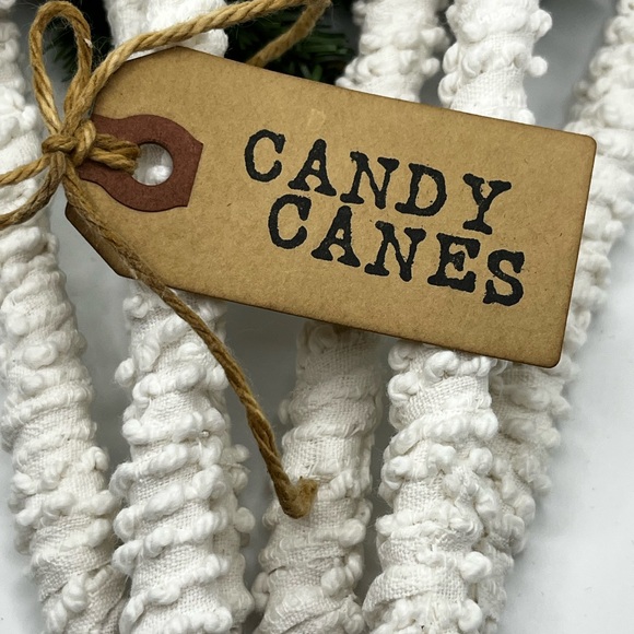 6 handmade vintage chenille hobnail Christmas candy canes ornaments farmhouse - Picture 4 of 11